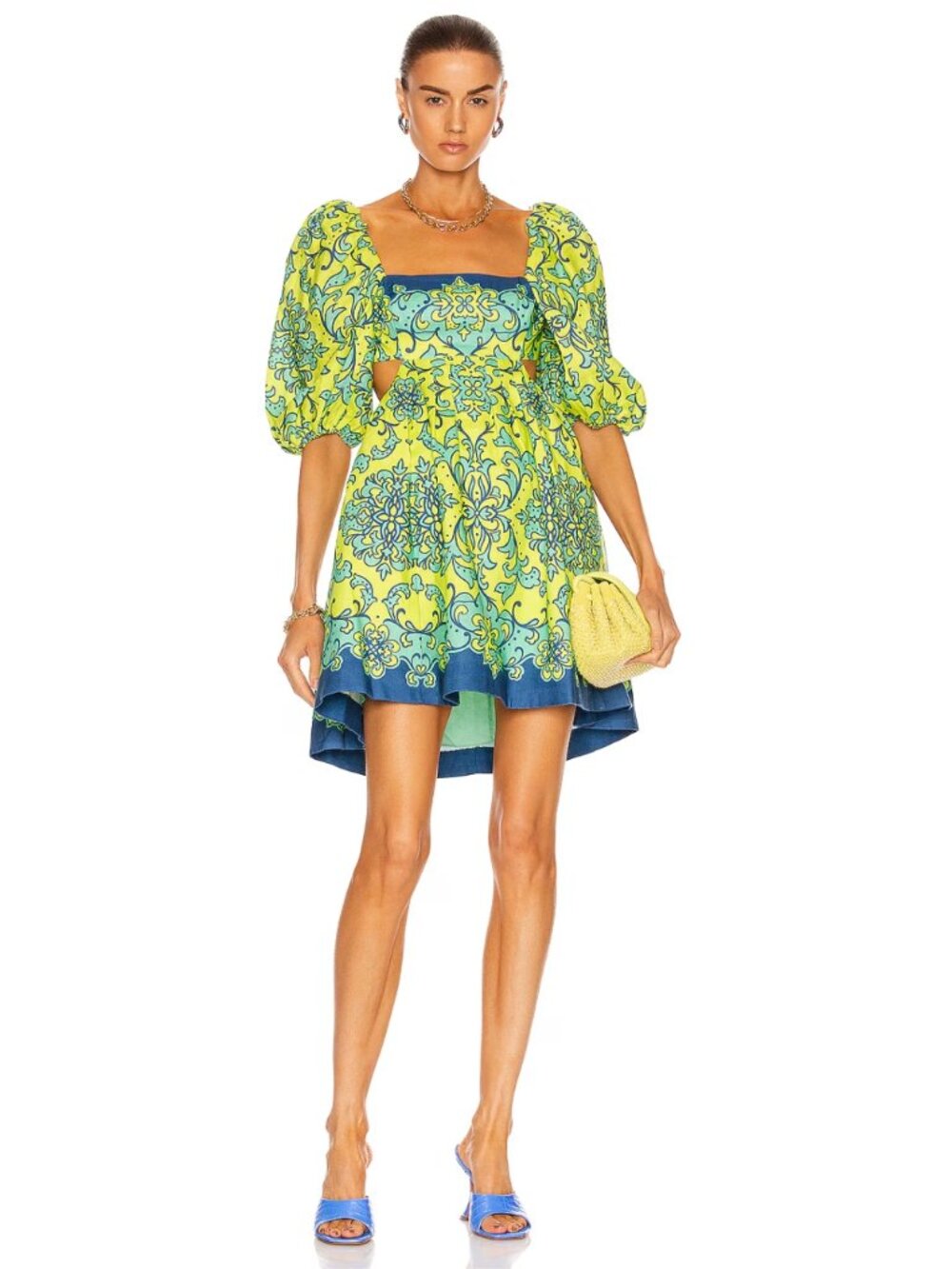 Zimmermann Nina Cut Out Linen Mini Dress Floral Size 3 US 10 Like New